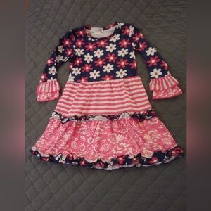 Floral and Striped Kids Dress